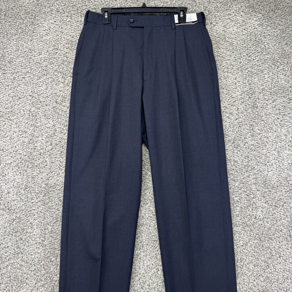 NEW Austin Reed Dress Pants Men's Size 33 Gray Houndstooth Unhemmed Pleated Wool